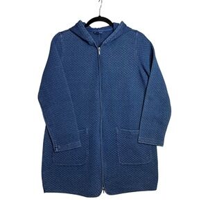 Pure Jill Indigo Quilted Zip Up Hooded Cardigan Jacket Size SP Casual